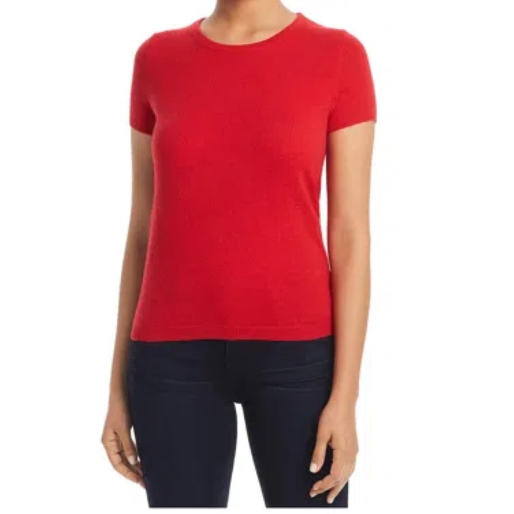 J. Crew Bright Red Short Sleeve cashmere Tee, size M